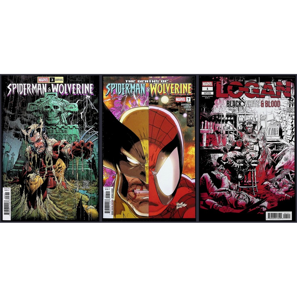 Marvel Comic Lot Spider-Man Wolverine #3 Zeck Homage Logan Black White Blood #1